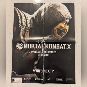 2015 Mortal Kombat X Print Ad Poster PS4 Xbox One SCORPION Promo Art Who's Next